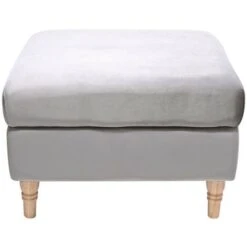 Livingandhome Fabric Double Thick Padded Chesterfield Footstool, Grey 10 Livingandhome Fabric Double Thick Padded Chesterfield Footstool, Grey -Living Room Furniture Store 28269737 4
