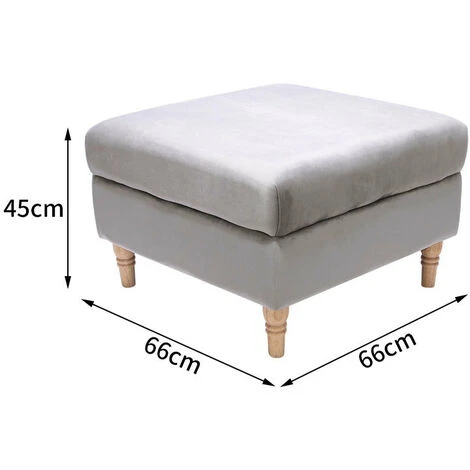 Livingandhome Fabric Double Thick Padded Chesterfield Footstool, Grey 7 Livingandhome Fabric Double Thick Padded Chesterfield Footstool, Grey - Image 5