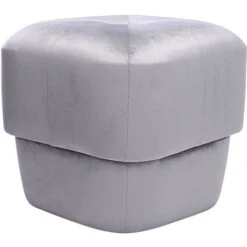 Livingandhome Square Velvet Buttoned Thick Padded Footstool,Light Grey -Living Room Furniture Store 28269740 3