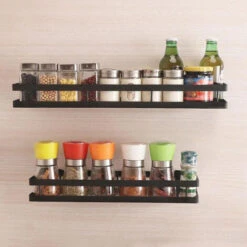 Livingandhome 40CM Wall Mounted Metal Herb Spice Jar Holder