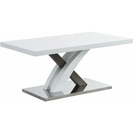 Cherry Tree Furniture Basel High Gloss White Coffee Table With Stainless Steel Base 6 Cherry Tree Furniture Basel High Gloss White Coffee Table With Stainless Steel Base - Image 4