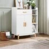 COSTWAY Sideboard Storage Cabinet, Freestanding Wooden Bookcase With Drawer And Adjustable Shelves, Home Hallway Entryway Display Organiser Cupboard 2 COSTWAY Sideboard Storage Cabinet, Freestanding Wooden Bookcase With Drawer And Adjustable Shelves, Home Hallway Entryway Display Organiser Cupboard -Living Room Furniture Store 28391281 1