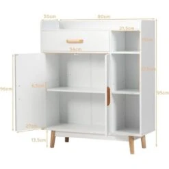 COSTWAY Sideboard Storage Cabinet, Freestanding Wooden Bookcase With Drawer And Adjustable Shelves, Home Hallway Entryway Display Organiser Cupboard -Living Room Furniture Store 28391281 5