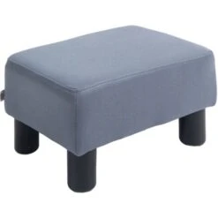 HOMCOM Ottoman Footrest Seat Footstool Chair Luxury Small PU Leather Grey