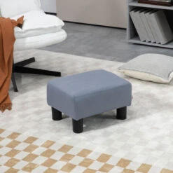 HOMCOM Ottoman Footrest Seat Footstool Chair Luxury Small PU Leather Grey -Living Room Furniture Store 28447593 3