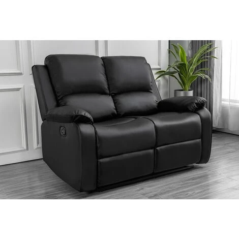 Boston 2 Seater Recliner Loveseat Leather Sofa In Black 3 Boston 2 Seater Recliner Loveseat Leather Sofa In Black