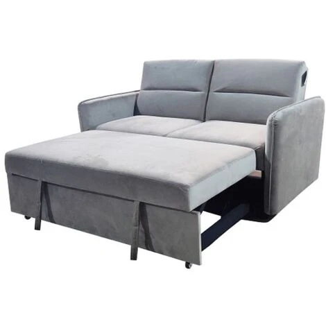 Modern And Versatile Velvet 2 Seater Guest Sofa Bed - Beige 5 Modern And Versatile Velvet 2 Seater Guest Sofa Bed - Beige - Image 3