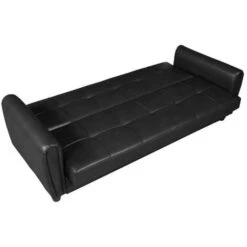 Zinc 3 Seater Faux Leather Sofa Bed With Hidden Storage - Black 9 Zinc 3 Seater Faux Leather Sofa Bed With Hidden Storage - Black -Living Room Furniture Store 29016738 4