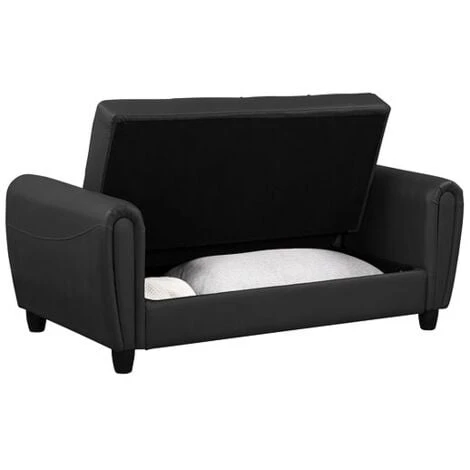 Zinc 2 Seater Sofa Bed With Hidden Storage And Matching Ottoman Bench - Black 4 Zinc 2 Seater Sofa Bed With Hidden Storage And Matching Ottoman Bench - Black - Image 2