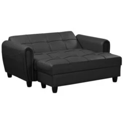 Zinc 2 Seater Sofa Bed With Hidden Storage And Matching Ottoman Bench - Black 10 Zinc 2 Seater Sofa Bed With Hidden Storage And Matching Ottoman Bench - Black -Living Room Furniture Store 29016741 4