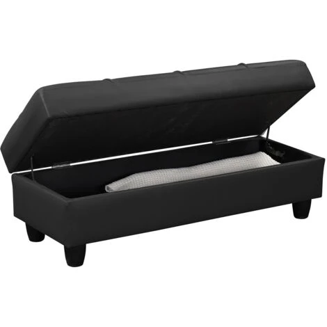 Zinc 2 Seater Sofa Bed With Hidden Storage And Matching Ottoman Bench - Black 7 Zinc 2 Seater Sofa Bed With Hidden Storage And Matching Ottoman Bench - Black - Image 5