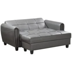 Zinc 2 Seater Sofa Bed With Hidden Storage And Matching Ottoman Bench - Grey -Living Room Furniture Store 29016753 3