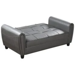 Zinc 2 Seater Sofa Bed With Hidden Storage And Matching Ottoman Bench - Grey -Living Room Furniture Store 29016753 4