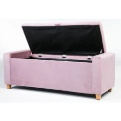 Hana Velvet Ottoman Large Padded Storage Bench - Pink -Living Room Furniture Store 29016772 3