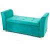 Emma Velvet Ottoman Padded Storage Bench - Emerald -Living Room Furniture Store 29016779 1