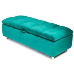 Coco Luxury Ottoman Storage Bench With Comfortable Padded Lid - Emerald