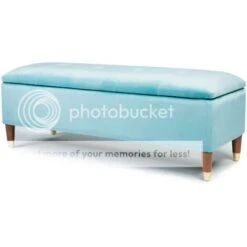 Gigi Velvet Ottoman Large Storage Bench - Blue