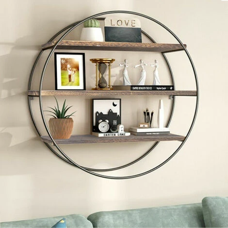 3 Layer Floating Wall Shelves Wood Geometric Decor Shelf Iron Frame Fit Bathroom 3 3 Layer Floating Wall Shelves Wood Geometric Decor Shelf Iron Frame Fit Bathroom