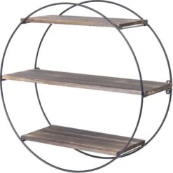 3 Layer Floating Wall Shelves Wood Geometric Decor Shelf Iron Frame Fit Bathroom 9 3 Layer Floating Wall Shelves Wood Geometric Decor Shelf Iron Frame Fit Bathroom -Living Room Furniture Store 29127705 3