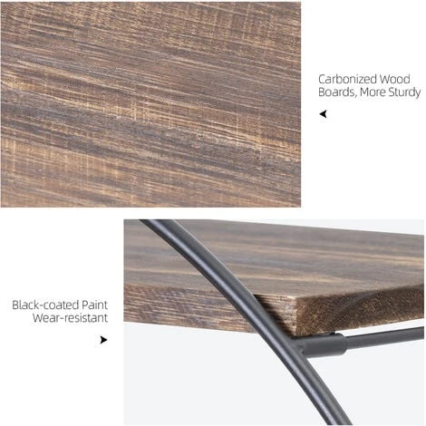 3 Layer Floating Wall Shelves Wood Geometric Decor Shelf Iron Frame Fit Bathroom 6 3 Layer Floating Wall Shelves Wood Geometric Decor Shelf Iron Frame Fit Bathroom - Image 4