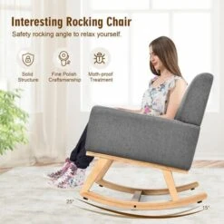 Fabric Upholstered Recliner Rocking Chair Armchair Lounge Sofa Seat Relax Rocker -Living Room Furniture Store 29191333 5