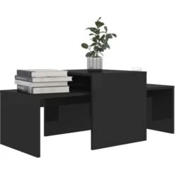 Coffee Table Set High Gloss Black 100x48x40 Cm Chipboard 9 Coffee Table Set High Gloss Black 100x48x40 Cm Chipboard -Living Room Furniture Store 29798770 3