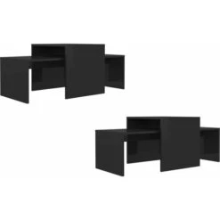 Coffee Table Set High Gloss Black 100x48x40 Cm Chipboard 11 Coffee Table Set High Gloss Black 100x48x40 Cm Chipboard -Living Room Furniture Store 29798770 5