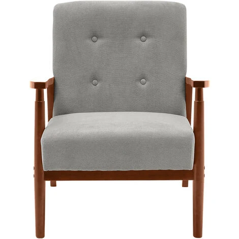 Livingandhome Solid Wooden Frame Linen Fabric Single Sofa 6 Livingandhome Solid Wooden Frame Linen Fabric Single Sofa - Image 4