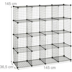 Relaxdays Modular Grid Shelf, 16 Compartments, Cube Shelf, Open Cabinet Storage System, 35 X 35 Cm, DIY Metal Rack, Black -Living Room Furniture Store 31795815 4