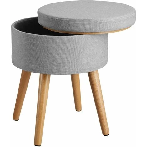 Stool Yara Upholstered Chair With Storage Space In Linen Look - Bar Stool, Dressing Table Chair, Dressing Table Stool - Light Grey 3 Stool Yara Upholstered Chair With Storage Space In Linen Look - Bar Stool, Dressing Table Chair, Dressing Table Stool - Light Grey