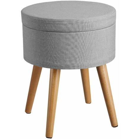 Stool Yara Upholstered Chair With Storage Space In Linen Look - Bar Stool, Dressing Table Chair, Dressing Table Stool - Light Grey 4 Stool Yara Upholstered Chair With Storage Space In Linen Look - Bar Stool, Dressing Table Chair, Dressing Table Stool - Light Grey - Image 2