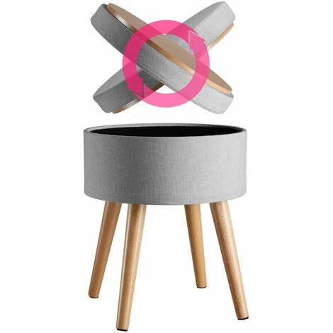 Stool Yara Upholstered Chair With Storage Space In Linen Look - Bar Stool, Dressing Table Chair, Dressing Table Stool - Light Grey 5 Stool Yara Upholstered Chair With Storage Space In Linen Look - Bar Stool, Dressing Table Chair, Dressing Table Stool - Light Grey - Image 3