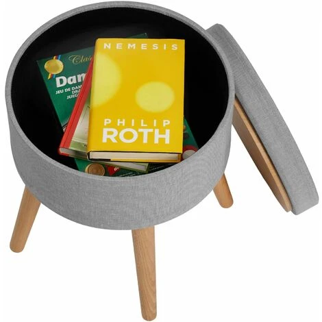 Stool Yara Upholstered Chair With Storage Space In Linen Look - Bar Stool, Dressing Table Chair, Dressing Table Stool - Light Grey 7 Stool Yara Upholstered Chair With Storage Space In Linen Look - Bar Stool, Dressing Table Chair, Dressing Table Stool - Light Grey - Image 5