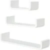 HOMCOM U Shaped Shelf Set Floating Wall Mounted White Hanging 3pc Display 1 HOMCOM U Shaped Shelf Set Floating Wall Mounted White Hanging 3pc Display -Living Room Furniture Store 3205775 1