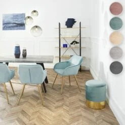 Stool Sarina Upholstered Velvet Look With Storage Space - 300kg Capacity - Bar Stool, Dressing Table Chair, Dressing Table Stool - Rose -Living Room Furniture Store 32290189 3