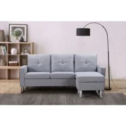Elm 3 Seater Fabric Sofa With Matching Foot Stool In Grey -Living Room Furniture Store 32664642 4
