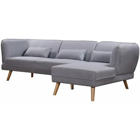 Cove Corner L-Shape 3 Seater Fabric Sofa In Grey 3 Cove Corner L-Shape 3 Seater Fabric Sofa In Grey