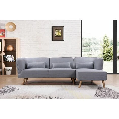 Cove Corner L-Shape 3 Seater Fabric Sofa In Grey 7 Cove Corner L-Shape 3 Seater Fabric Sofa In Grey - Image 5