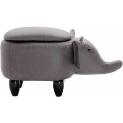 Hallowood Furniture Upholstered Elephant Foot Stool For Kids And Adults In Grey Fabric – Animal Storage Ottoman With Lid For Living Room – Footstool For Lounge - Toy Storage Chest For Bedroom -Living Room Furniture Store 33030799 4