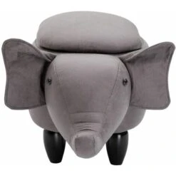 Hallowood Furniture Upholstered Elephant Foot Stool For Kids And Adults In Grey Fabric – Animal Storage Ottoman With Lid For Living Room – Footstool For Lounge - Toy Storage Chest For Bedroom -Living Room Furniture Store 33030799 5