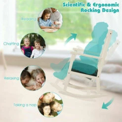 Wooden Kids Rocking Chair Children Armchair Seating Rocker W/ Soft Cushion Home -Living Room Furniture Store 33219701 3