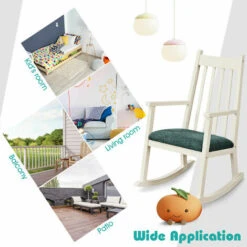 Wooden Kids Rocking Chair Children Armchair Seating Rocker W/ Soft Cushion Home -Living Room Furniture Store 33219701 4