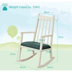 Wooden Kids Rocking Chair Children Armchair Seating Rocker W/ Soft Cushion Home -Living Room Furniture Store 33219701 5