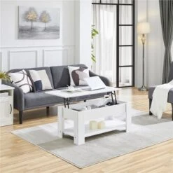 Yaheetech Lift Up Top Coffee Table For Living Room Furniture, White -Living Room Furniture Store 33300605 4