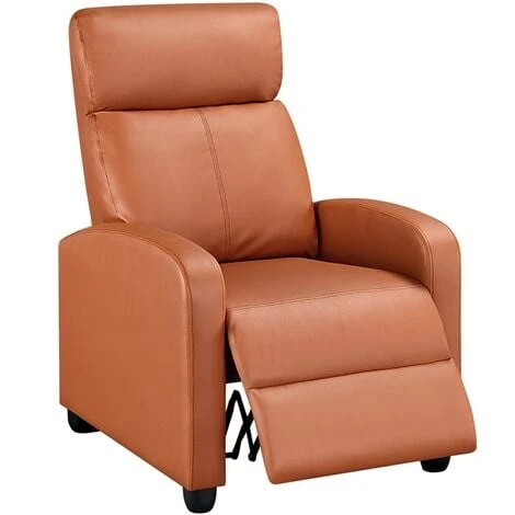 Yaheetech Leather Recliner Chair Adjustable Reclining Sofa - Tan 4 Yaheetech Leather Recliner Chair Adjustable Reclining Sofa - Tan - Image 2