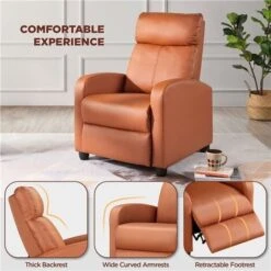 Yaheetech Leather Recliner Chair Adjustable Reclining Sofa - Tan 10 Yaheetech Leather Recliner Chair Adjustable Reclining Sofa - Tan -Living Room Furniture Store 33594169 4