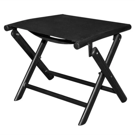 Folding Footstool Black Aluminium And Textilene VidaXL 4 Folding Footstool Black Aluminium And Textilene VidaXL - Image 2