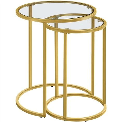 Yaheetech Round Nesting Side Tables Set Of 2 End Tables For Living Room, Mustard Gold 4 Yaheetech Round Nesting Side Tables Set Of 2 End Tables For Living Room, Mustard Gold - Image 2