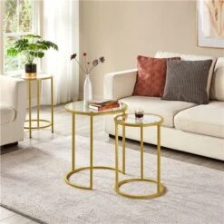 Yaheetech Round Nesting Side Tables Set Of 2 End Tables For Living Room, Mustard Gold 9 Yaheetech Round Nesting Side Tables Set Of 2 End Tables For Living Room, Mustard Gold -Living Room Furniture Store 34525498 3
