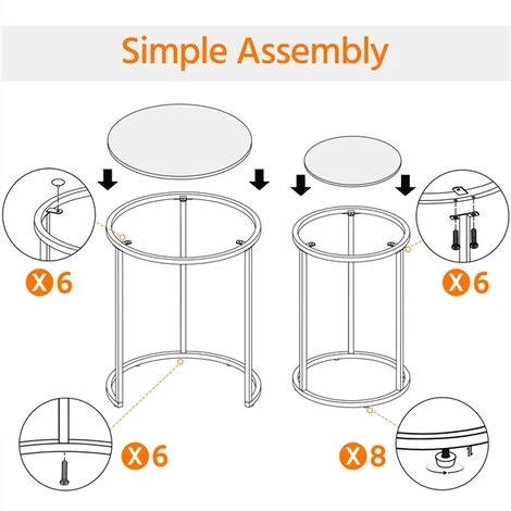 Yaheetech Round Nesting Side Tables Set Of 2 End Tables For Living Room, Mustard Gold 6 Yaheetech Round Nesting Side Tables Set Of 2 End Tables For Living Room, Mustard Gold - Image 4